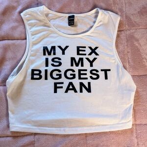 SHEIN White Graphic Muscle Tee Crop Top